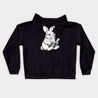 Cute Easter Rabbit Reading Bunny With Glasses Happy Easte Kids Hoodie